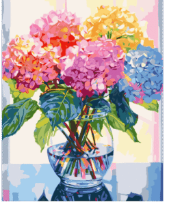 Paint by Numbers 40x50, Hortencias de colores