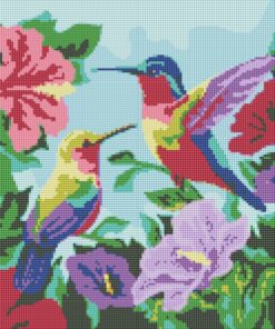 Diamond Painting 35x45, Colibríes en Vuelo